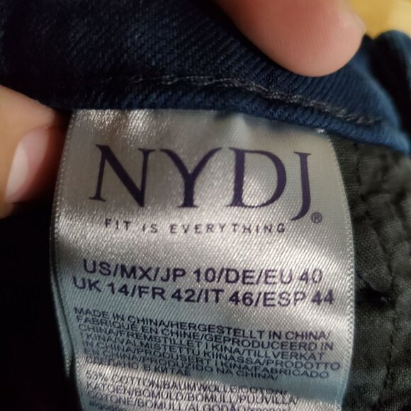 NYDJ Jeans Womens 10 Blue Bridgewater Wide Leg Stretch Denim Cropped - Picture 6 of 14